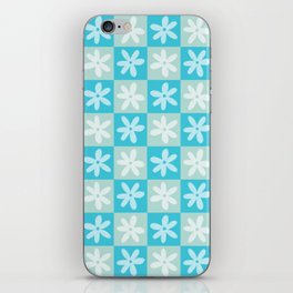 Flower Checkers Blue iPhone Skin