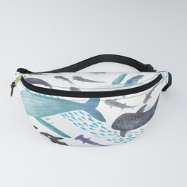 Sharks, Humpback Whales, Orcas & Turtles Ocean Play Print Fanny Pack