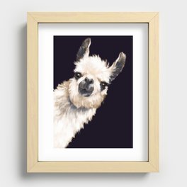 Sneaky Llama in Black Recessed Framed Print