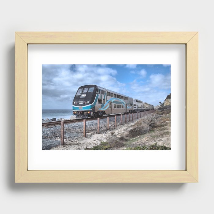 METROLINK TRAIN. SAN CLEMENTE, CALIFORNIA. © 2014 J. Montague. Recessed Framed Print