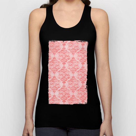 Vintage Retro Damask Watercolor Pattern Pastel Pink Unisex Tank Top