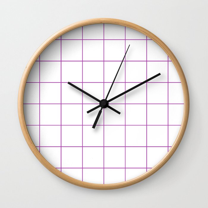 Graph Paper (Purple & White Pattern) Wall Clock