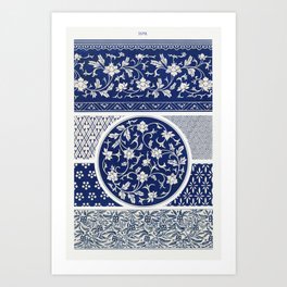 Blue Flower Pattern, Examples of Chinese Ornament  Art Print