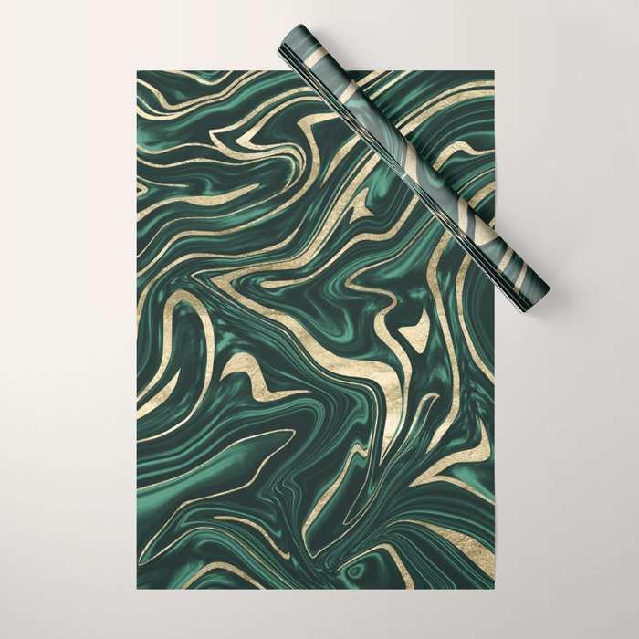 Emerald Green Black Gold Marble 1 Decor Art Society6 Wrapping Paper By Anitabellajantz Society6