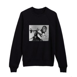 Black and White Photo of Louis Armstrong Kids Crewneck