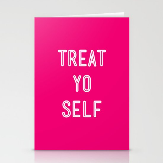 Treat Yo Self Pink- Parks and Recreation Stationery Cards