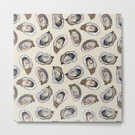 Oysters by the Dozen in Cream Metal Print