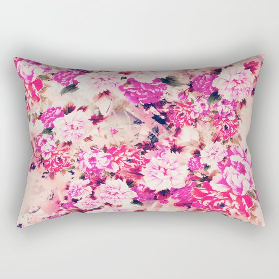 Elegant Pink Chic Floral Pattern Girly Peonies Rectangular Pillow
