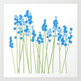 Hello Spring! Blue/Green Retro Plants on White Background #decor #society6 #buyart Art Print