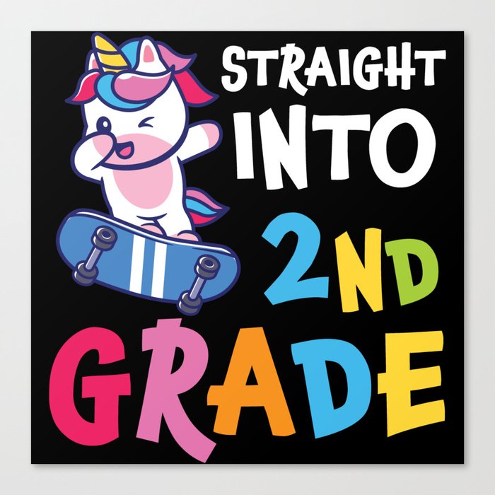 Straight Into 2nd Grade Dabbing Unicorn Canvas Print