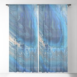 Blue Marble Agate Texture Sheer Curtain