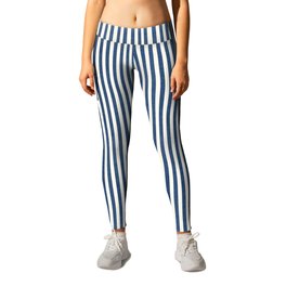 Pinstripe in Navy Blue Leggings | Traditional, Classic, Blue, Navyblue, Darkblue, Thinstripe, Bluestripe, Stripe, Digital, Striped 