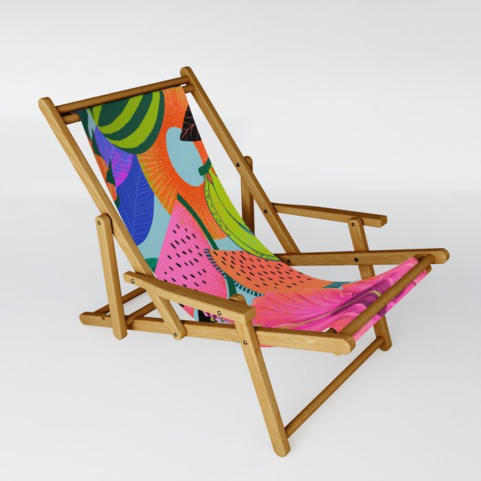 colorful tropical pattern Sling Chair