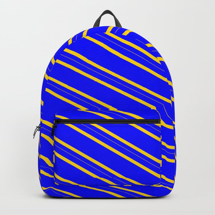 Blue and Yellow Colored Lines Pattern Backpack