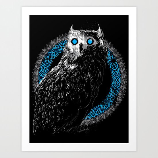 Midnight Owl - Teal Art Print