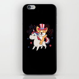Corgi With Unicorn For The Fourth Of July iPhone Skin