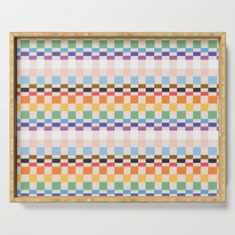 Progress Pride Rainbow Flag Wonky Checkerboard Pattern Serving Tray
