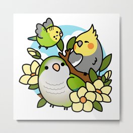 Birdhism 2023 Group Metal Print | Parrot, Conservation, Birdhism, Enviorment, Chubbybirds, Quaker, Spring, Animal, Cockatiel, Flowers 