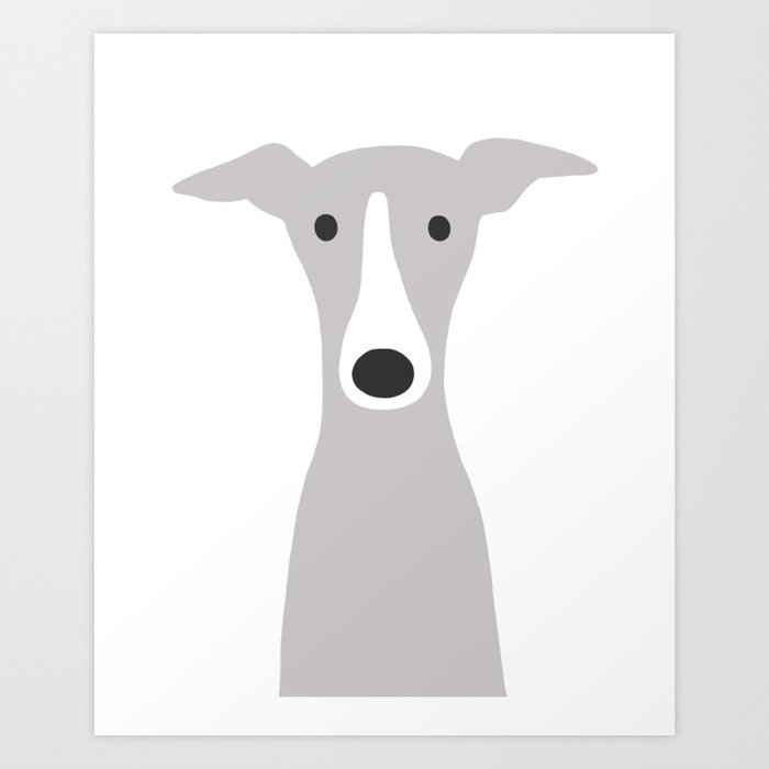 Cute Greyhound Italian Greyhound Or Whippet Cartoon Dog Art Print By Mylifeisacartoon Society6