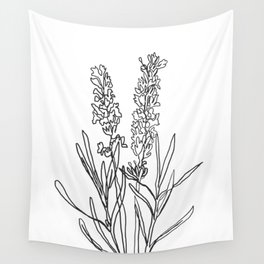 Lavender botanical minimalist line art Wall Tapestry