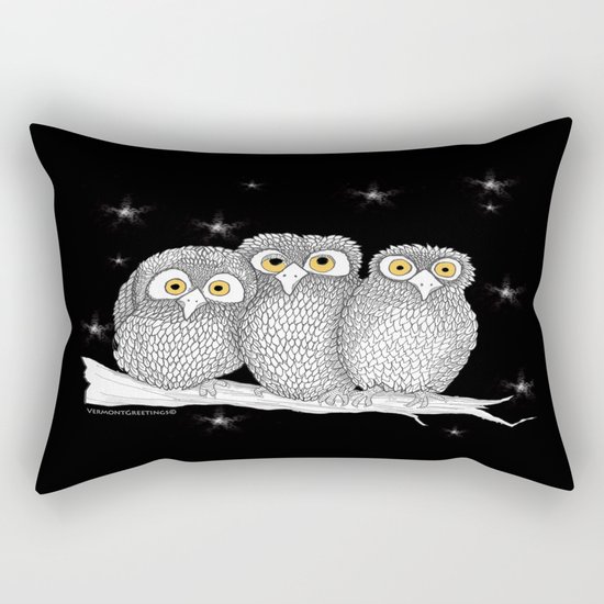 Zentangle Owl Friends at Night Rectangular Pillow
