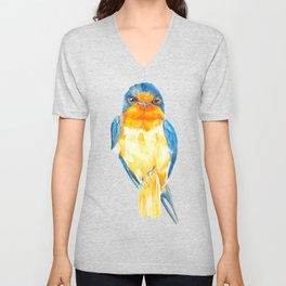 Barn Swallow - Andorinha - orange and blue - bird - illustration V Neck T Shirt
