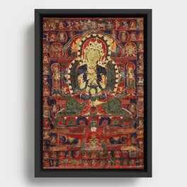 Buddhist Thankga Vajradhara Buddha 1400s Framed Canvas