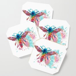 Colorful Nature Insect Art - Mandala Bee Coaster