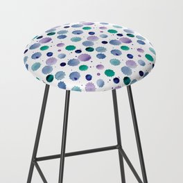 Watercolor Purple, Green & Grey Splatters Pattern Bar Stool