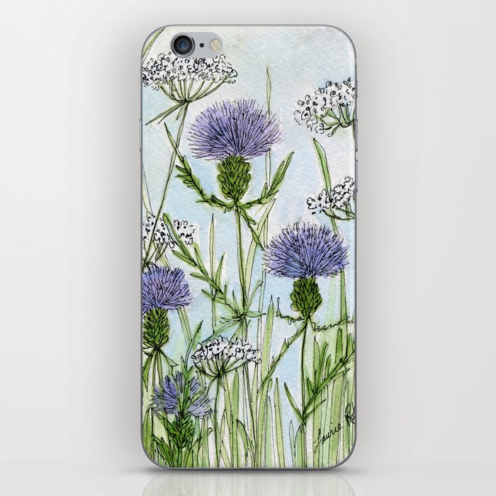 Thistle White Lace Watercolor iPhone Skin