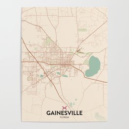Gainesville, Florida, United States - Vintage City Map Poster
