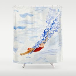 Swimmer - diving Shower Curtain