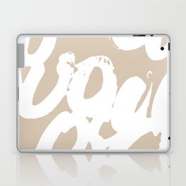 Beige and white abstract shapes pattern Laptop Skin