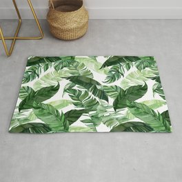 Green leaf watercolor pattern Area & Throw Rug
