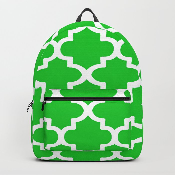 Quatrefoil Pattern In White Outline On Summer Green Backpack