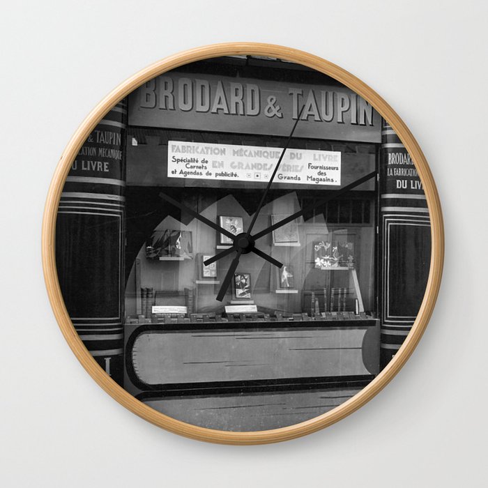 Brodard & Taupin Paris Lost Generation Bookstore, Printer, & Bookbinder storefront black and white photography - photographs wall decor Wall Clock