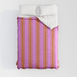 [ Thumbnail: Violet and Chocolate Colored Lines/Stripes Pattern Comforter ]