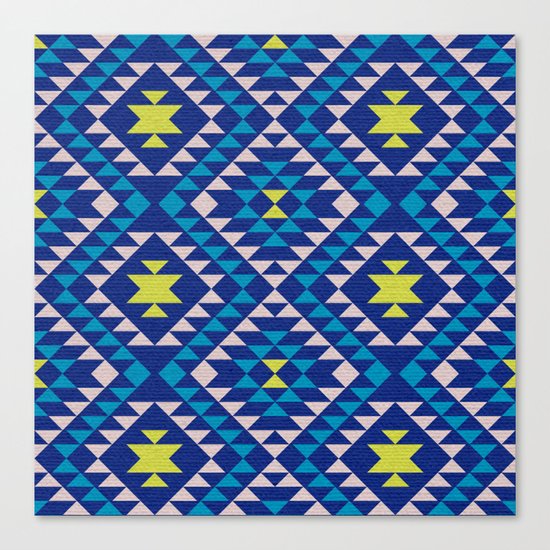 Tribal geometric pattern - blue Canvas Print