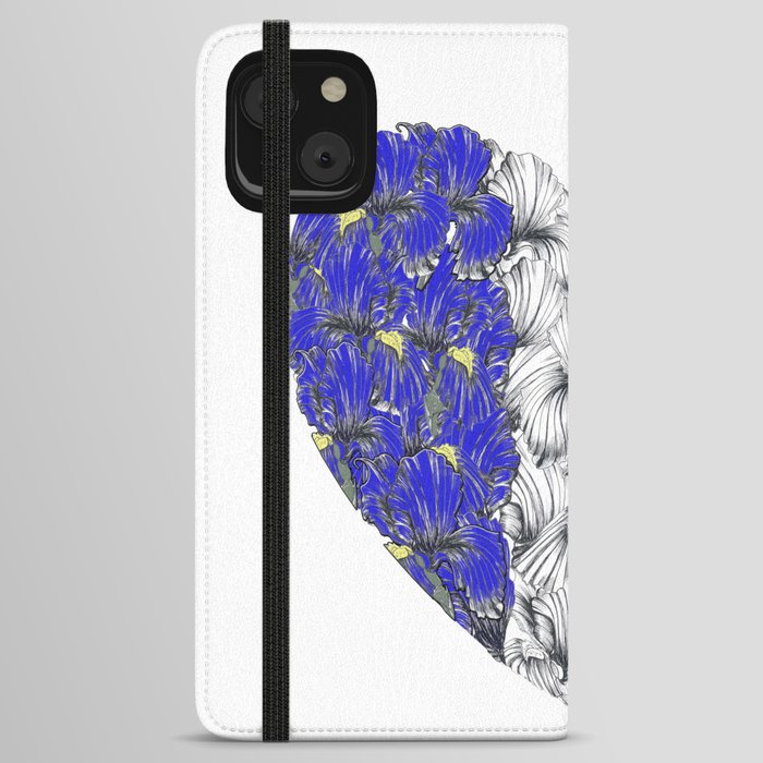 Floral heart-shaped national flag of France iPhone Wallet Case