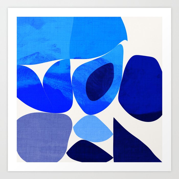 mid century modern organic blue 2 Art Print