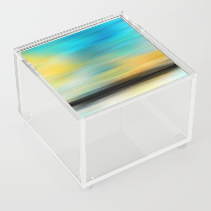 Ocean View - Colorful Yellow And Blue Art Acrylic Box