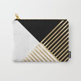 Black White Geometric Gold Stripes Modern Design Carry-All Pouch