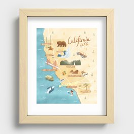 Illustrated Map of California Recessed Framed Print
