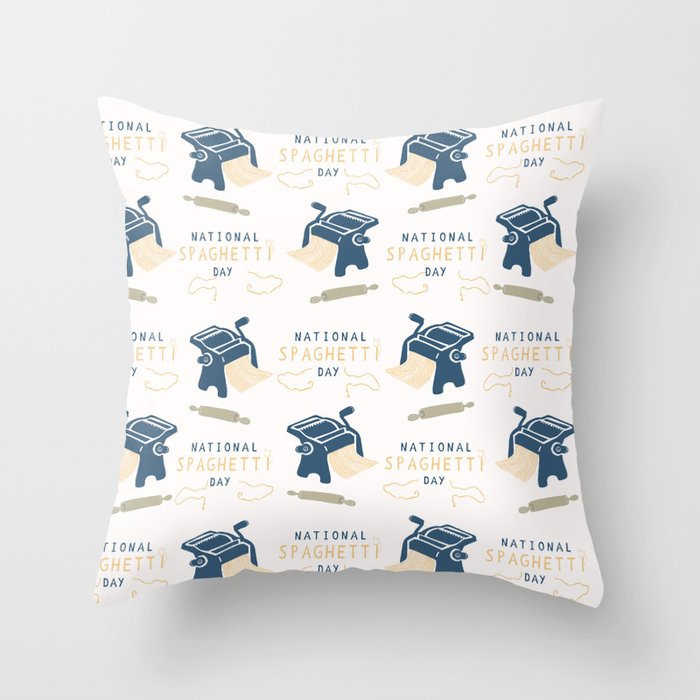 National Day Of Spaghetti Pasta Press Machine Throw Pillow By