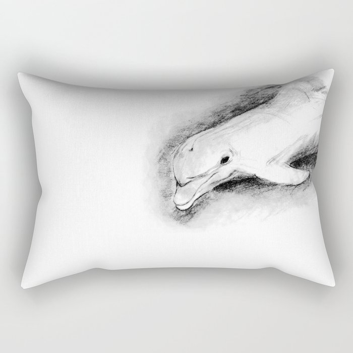 white dolphin Rectangular Pillow