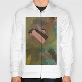 abstract splatter brush stroke painting texture background in brown green Hoody