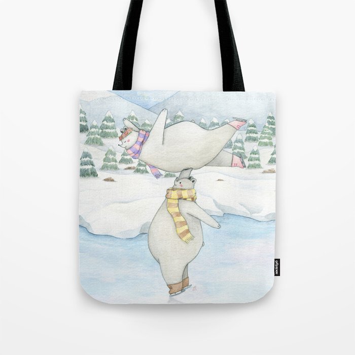 Figure Skating Polar Bears Tote Bag By Tinyilrates