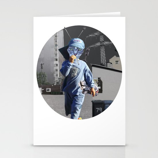 CatKid in illusion City Collage Stationery Cards