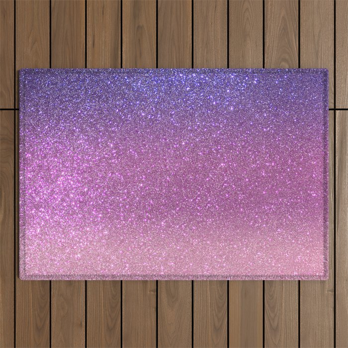 Violet Princess Blush Pink Triple Glitter Ombre Outdoor Rug