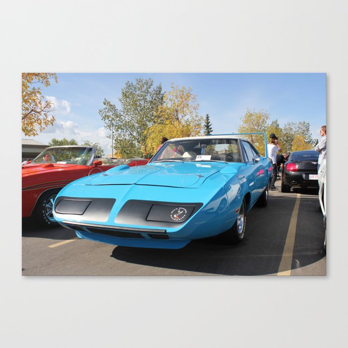 Vintage Superbird American Classic Muscle racing car transportation automobiles color photograph / photography B5 blue poster posters Canvas Print